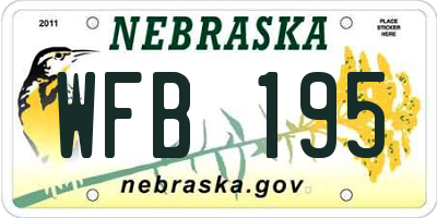 NE license plate WFB195