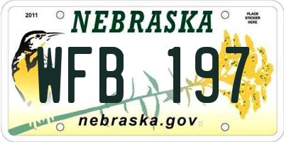 NE license plate WFB197
