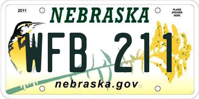 NE license plate WFB211