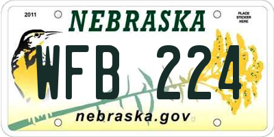 NE license plate WFB224
