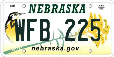 NE license plate WFB225
