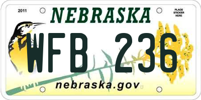 NE license plate WFB236