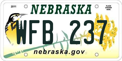 NE license plate WFB237