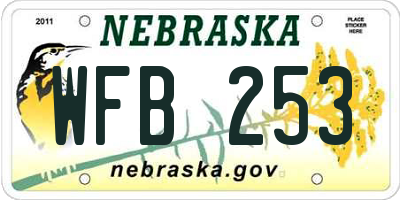 NE license plate WFB253
