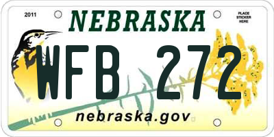 NE license plate WFB272