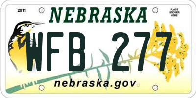 NE license plate WFB277