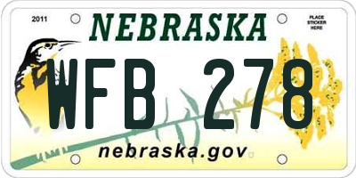 NE license plate WFB278