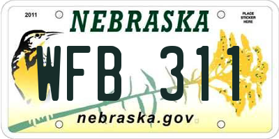NE license plate WFB311