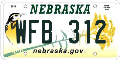 NE license plate WFB312