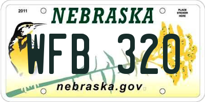 NE license plate WFB320
