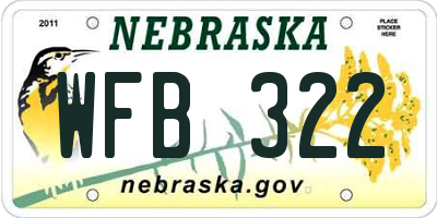 NE license plate WFB322
