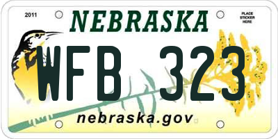 NE license plate WFB323