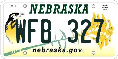NE license plate WFB327