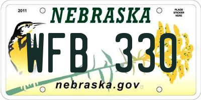 NE license plate WFB330