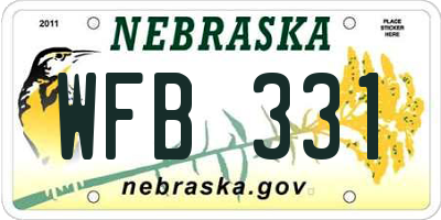 NE license plate WFB331