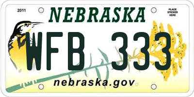 NE license plate WFB333