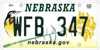 NE license plate WFB347