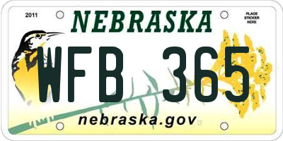 NE license plate WFB365