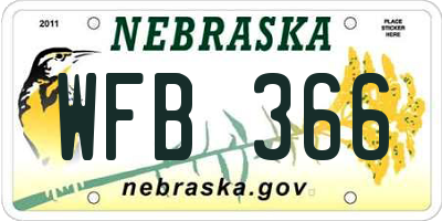 NE license plate WFB366