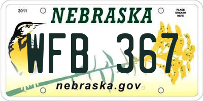 NE license plate WFB367