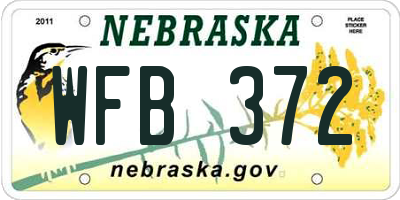 NE license plate WFB372