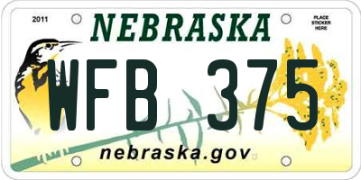 NE license plate WFB375