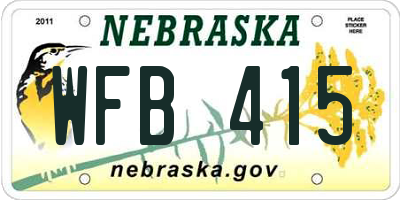 NE license plate WFB415