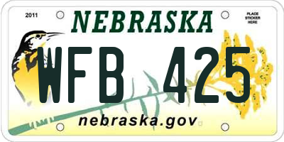 NE license plate WFB425