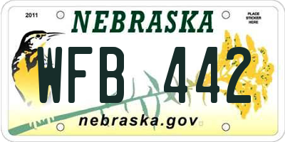 NE license plate WFB442
