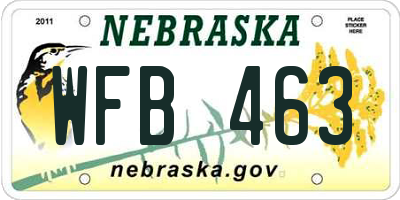 NE license plate WFB463
