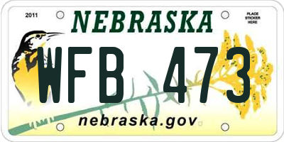 NE license plate WFB473