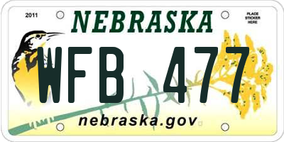 NE license plate WFB477