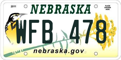 NE license plate WFB478