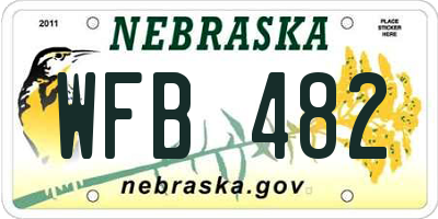 NE license plate WFB482