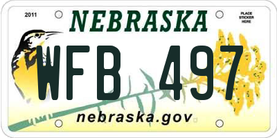 NE license plate WFB497
