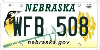 NE license plate WFB508