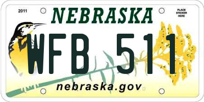 NE license plate WFB511