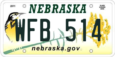 NE license plate WFB514