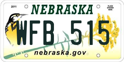 NE license plate WFB515