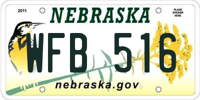 NE license plate WFB516