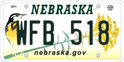NE license plate WFB518