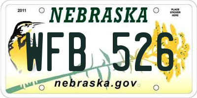 NE license plate WFB526