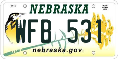 NE license plate WFB531