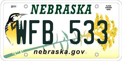 NE license plate WFB533