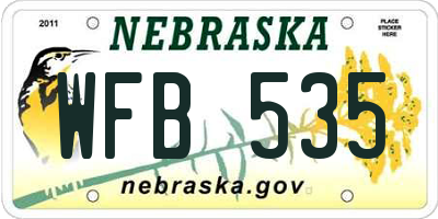 NE license plate WFB535