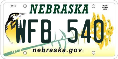 NE license plate WFB540