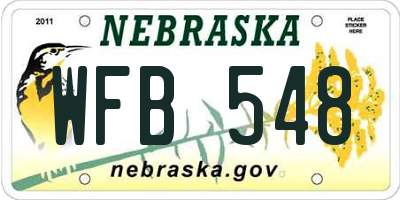 NE license plate WFB548
