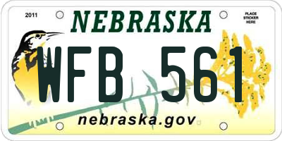 NE license plate WFB561