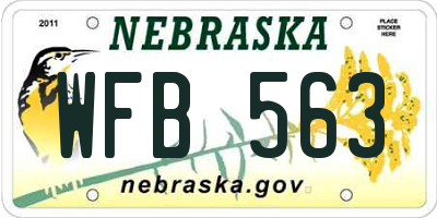NE license plate WFB563