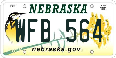 NE license plate WFB564